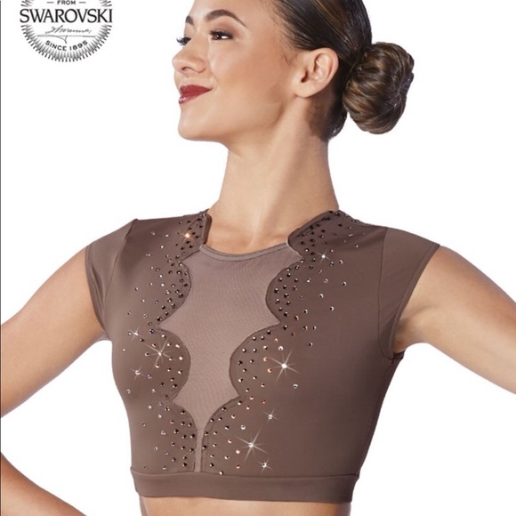 NWT Ivy Sky Swarovski Crystal Scallop Crop Top - Picture 1 of 7